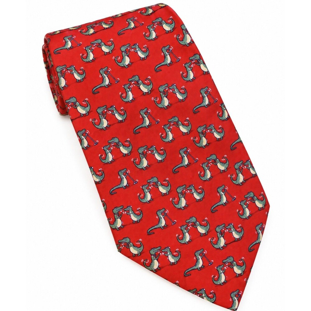 Vineyard Vines Custom Collection Silk Tie Red Alligator Golf Novelty Preppy